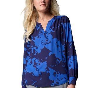 Simply Vera Vera Wang Blue Patterned Blouse
